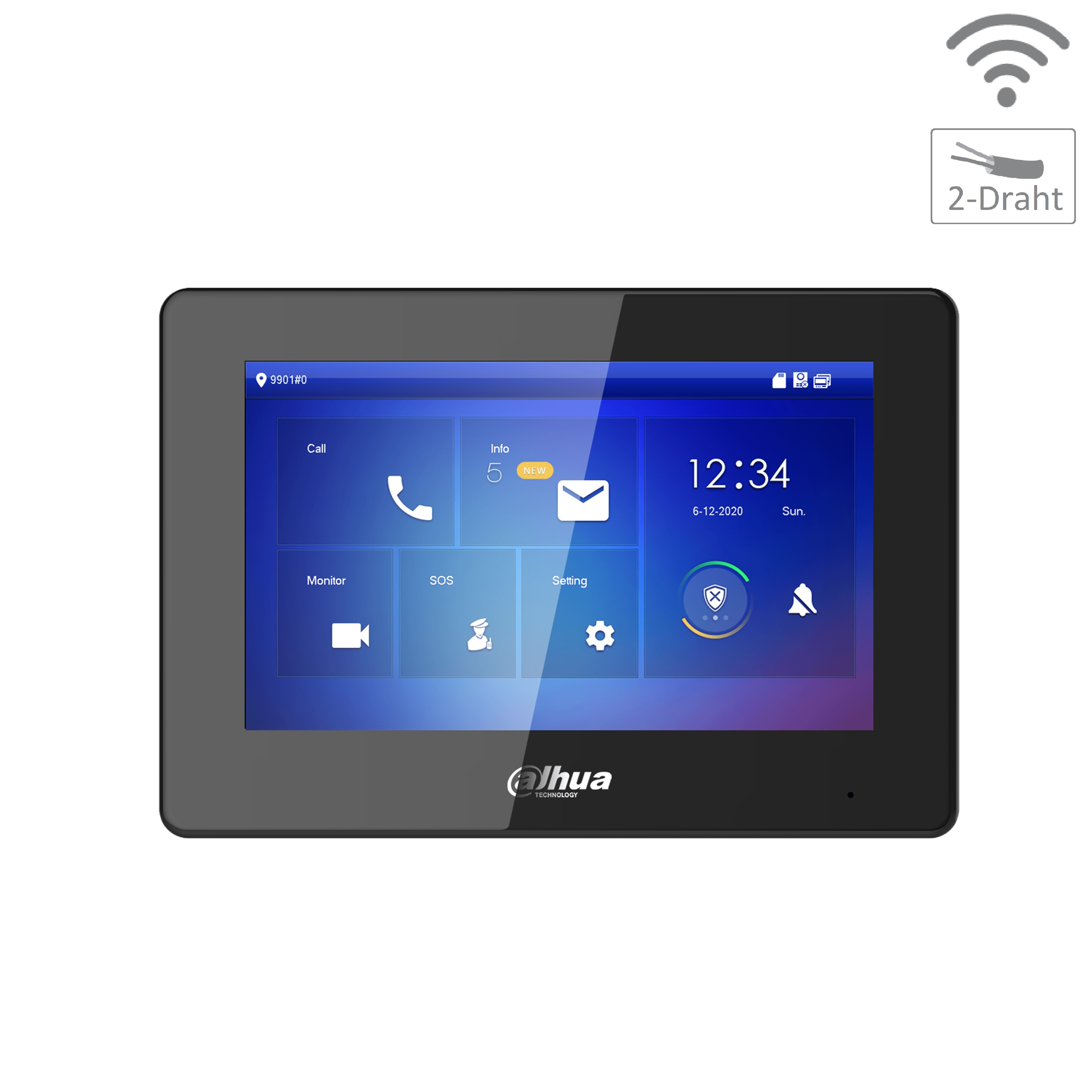 Dahua - VTH5422HB-W - Monitor - Hybrid - Wifi - 2 Draht - Schwarz