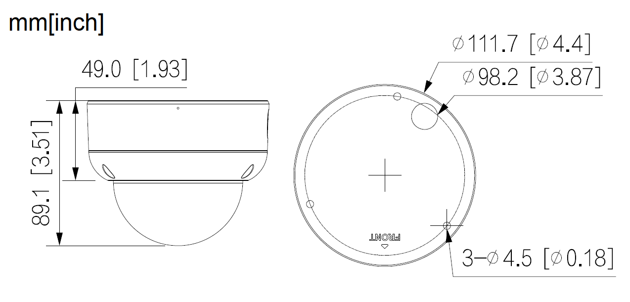 Dahua - IPC-HDBW3449EP-S-IL-0280B-Black - IP - Dome