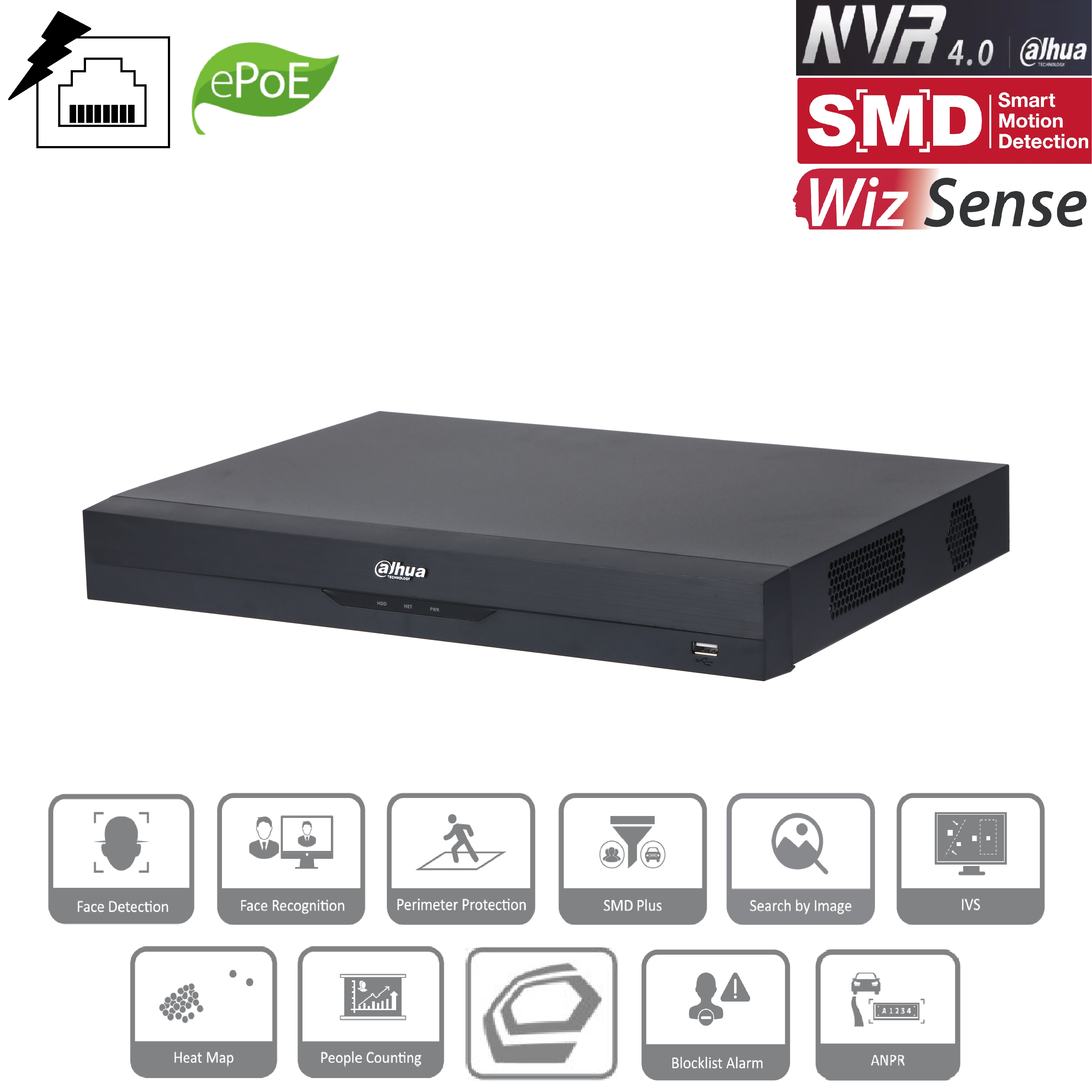 Dahua - NVR5216-16P-EI - NVR - 16 Kanal - 16 PoE
