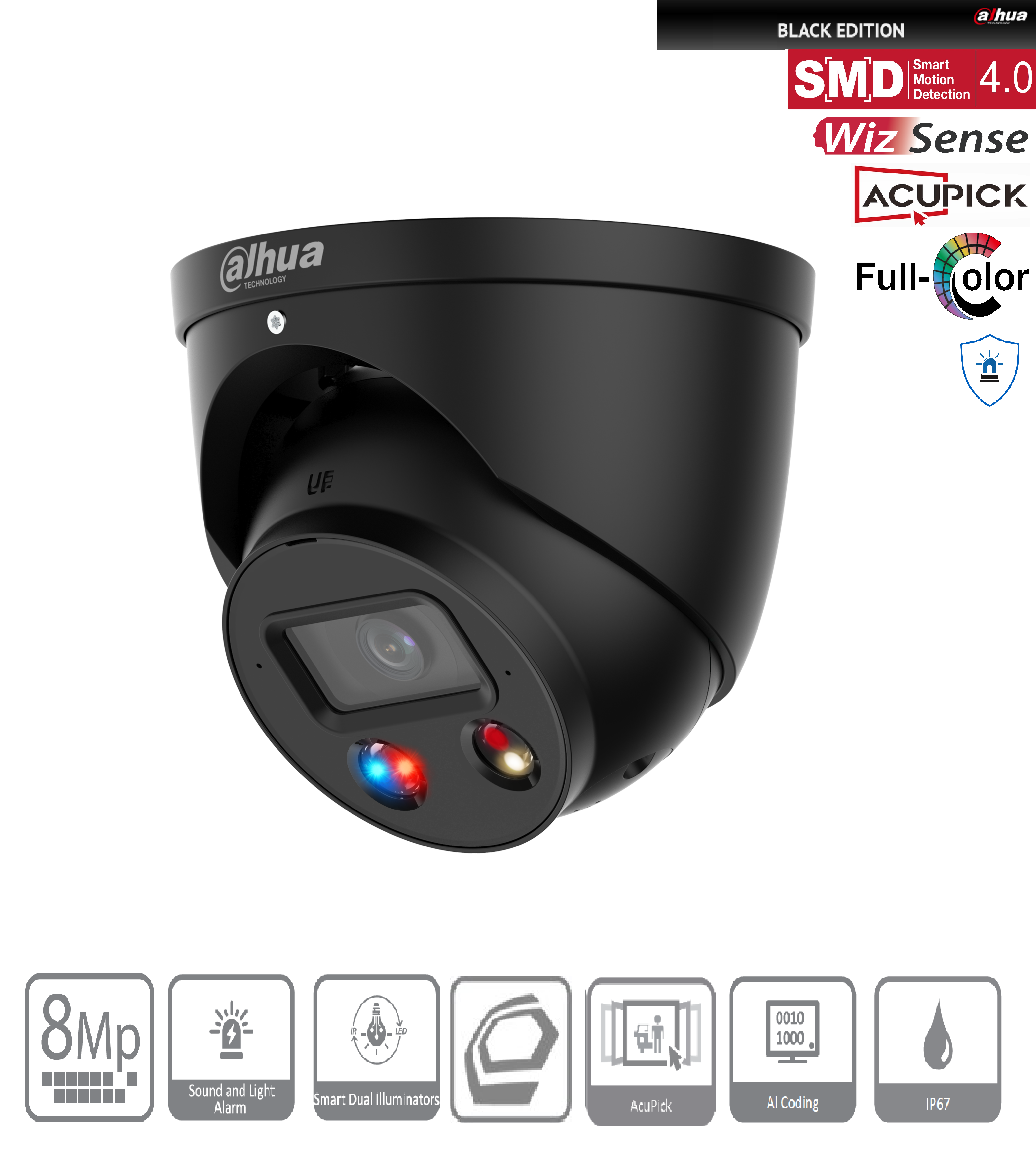 Dahua - IPC-HDW3849HP-AS-PV-0280B-S5-Black - IP - Eyeball