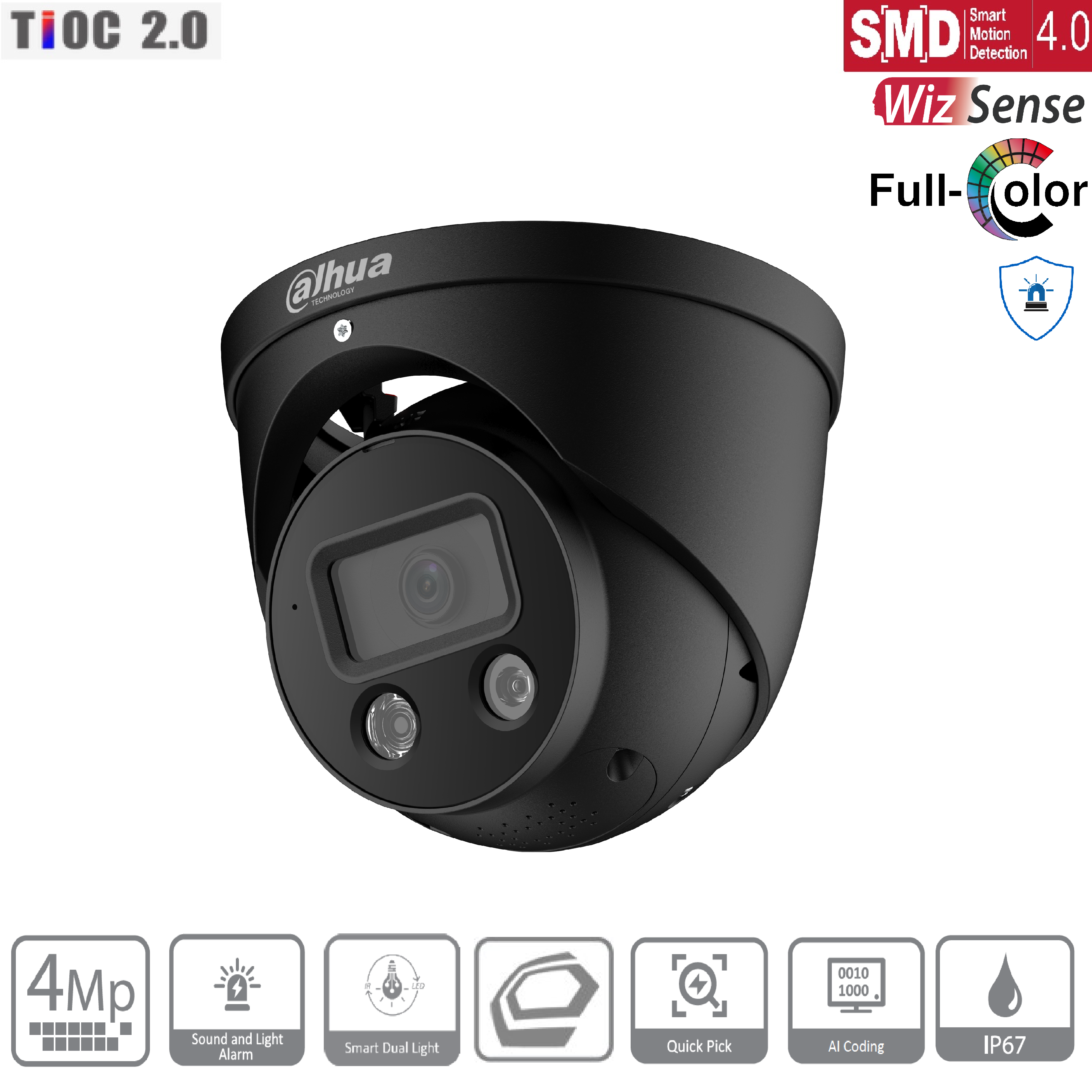 Dahua - IPC-HDW3449HP-AS-PV-0280B-S5-Black - IP - Eyeball